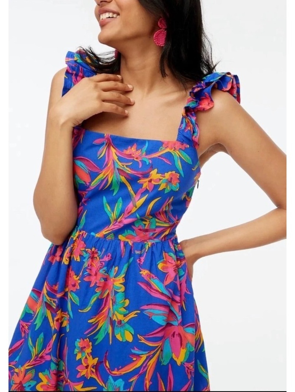 NWT J. Crew 100% Cotton Tropical Floral Midi Dress - Picture 2 of 9